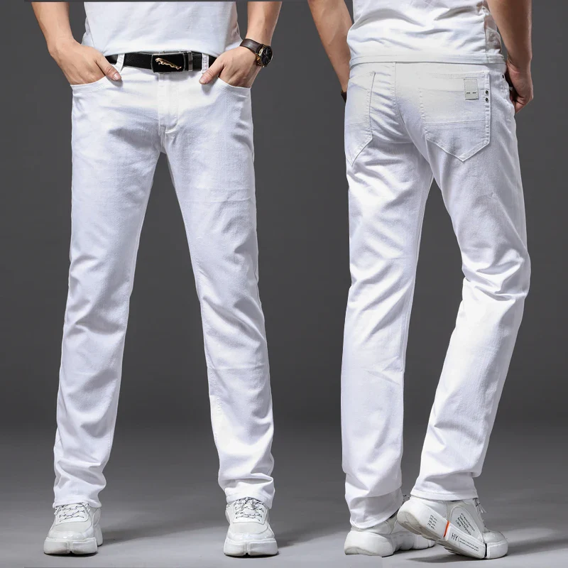 Men White Jeans Fashion Casual Classic Style Slim Fit Soft Trousers Male Brand Advanced Stretch Pants - Image 5