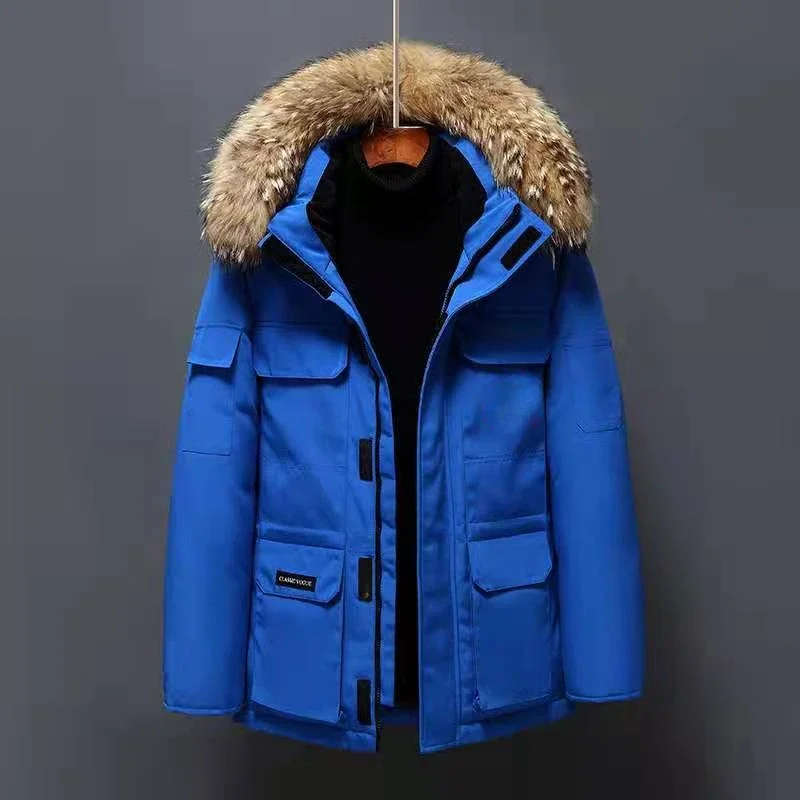 Men Winter Hooded Fur Collar Duck Down Coats Long Down Jackets High Quality Male Outdoor Windproof Warm Casual Winter Jackets 4X - Image 2