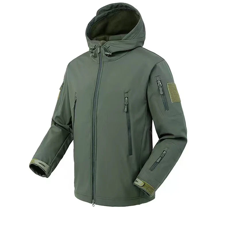 Men's Autumn Winter SoftShell Fleece Waterproof Jackets Male Hood Coats Fishing Hiking Camping Climbing Skiing Pants Trousers - Image 13