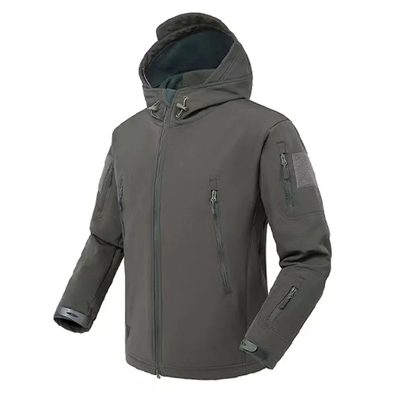 Men's Autumn Winter SoftShell Fleece Waterproof Jackets Male Hood Coats Fishing Hiking Camping Climbing Skiing Pants Trousers - Image 9