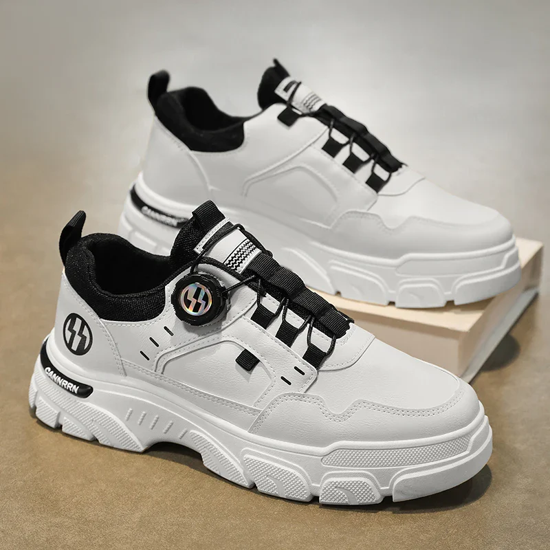 Men's boots autumn and winter new rotating shoelaces fashion casual boots youth outdoor boots anti slip soft sole workwear boots - Image 2