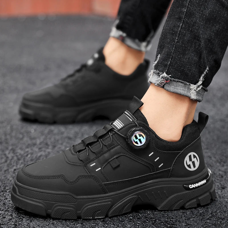 Men's boots autumn and winter new rotating shoelaces fashion casual boots youth outdoor boots anti slip soft sole workwear boots - Image 3