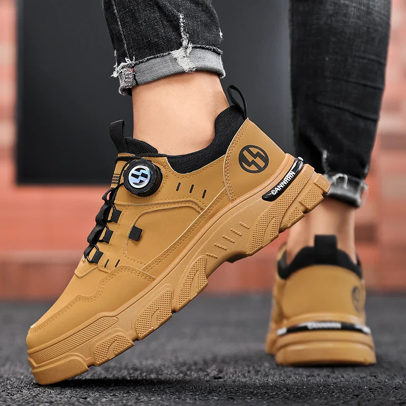 Men's boots autumn and winter new rotating shoelaces fashion casual boots youth outdoor boots anti slip soft sole workwear boots - Image 4