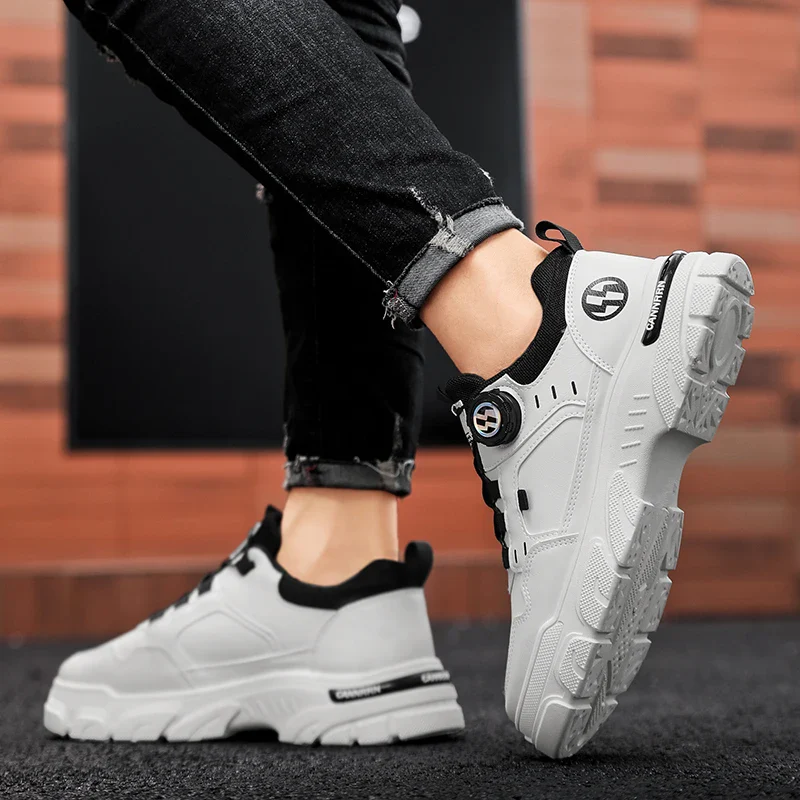 Men's boots autumn and winter new rotating shoelaces fashion casual boots youth outdoor boots anti slip soft sole workwear boots - Image 5