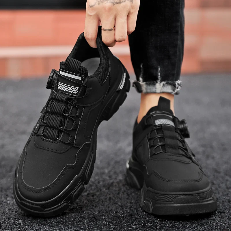 Men's boots autumn and winter new rotating shoelaces fashion casual boots youth outdoor boots anti slip soft sole workwear boots - Image 6