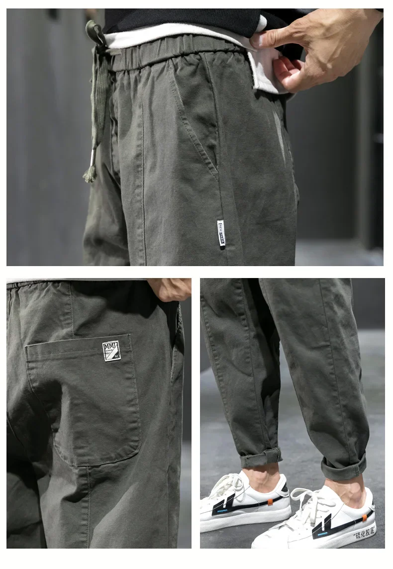 Men's Casual Jeans Pure Cotton Straight Workwear Korean Style Trendy Versatile Ties Sports Pants - Image 13