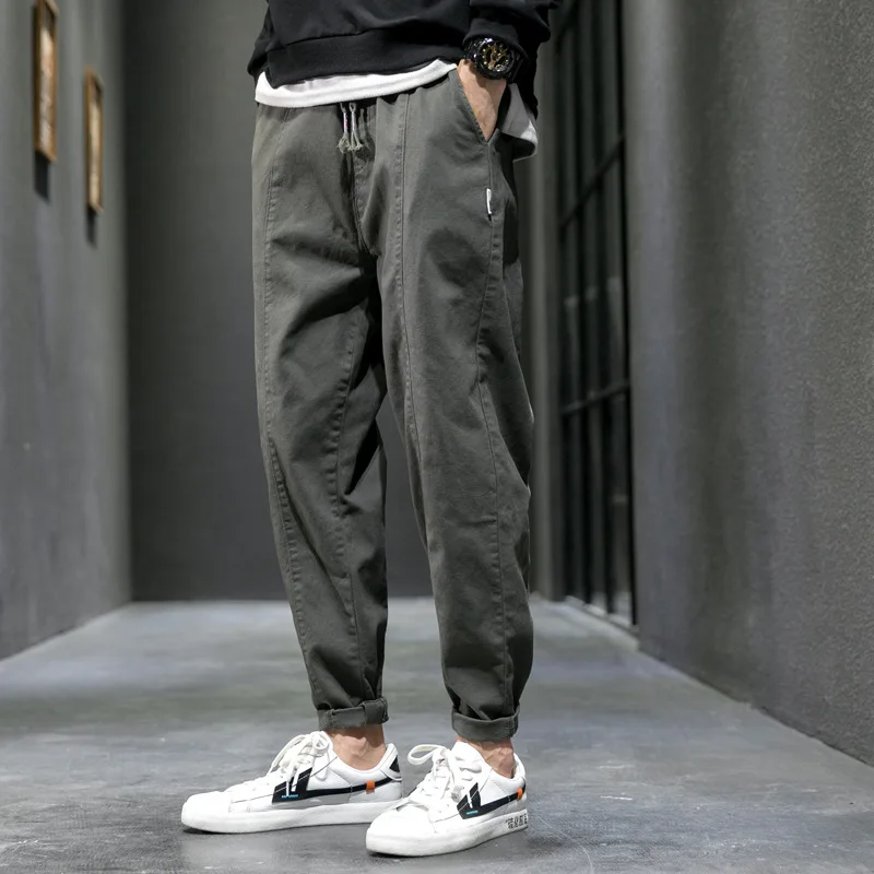 Men's Casual Jeans Pure Cotton Straight Workwear Korean Style Trendy Versatile Ties Sports Pants - Image 15