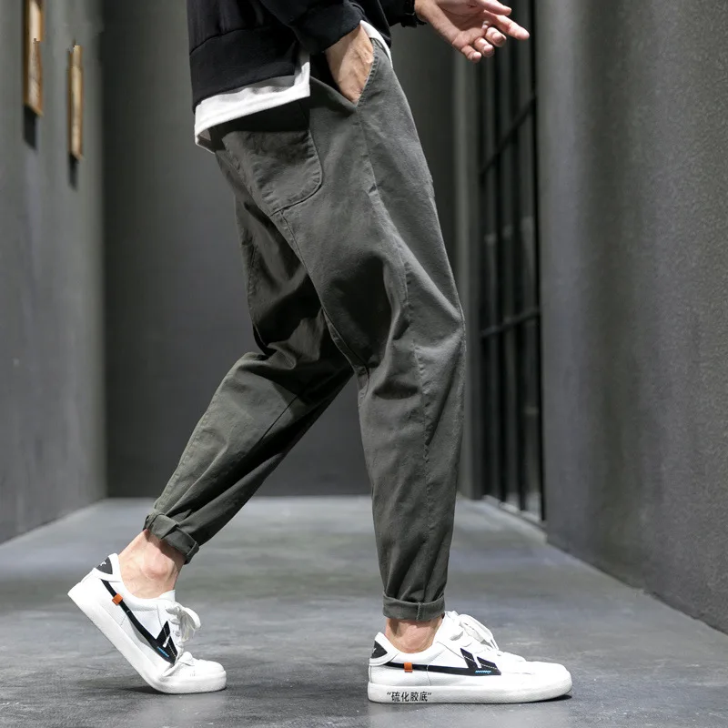 Men's Casual Jeans Pure Cotton Straight Workwear Korean Style Trendy Versatile Ties Sports Pants - Image 3