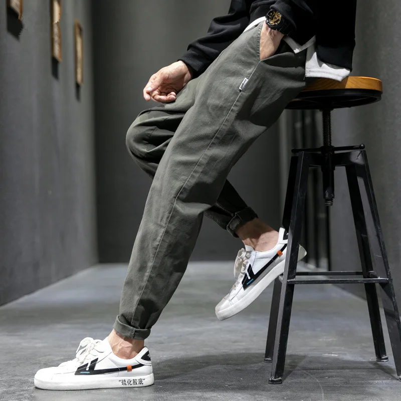 Men's Casual Jeans Pure Cotton Straight Workwear Korean Style Trendy Versatile Ties Sports Pants - Image 4