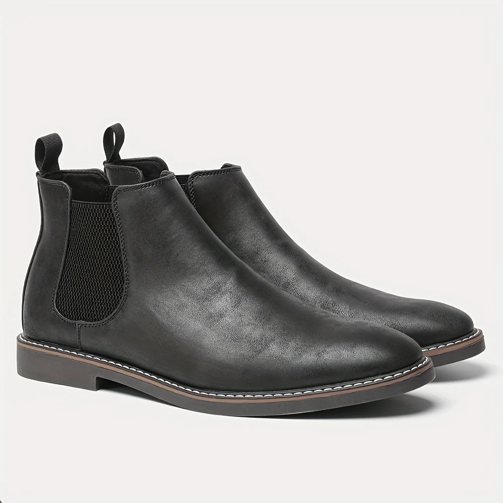 Men'S Chelsea Ankle Boots - Size 40-46, Brown Faux Cover with Black Elastic Band, Pointed Toe, TPR Sole, Ideal for Casual Wear and Vacation - Image 14