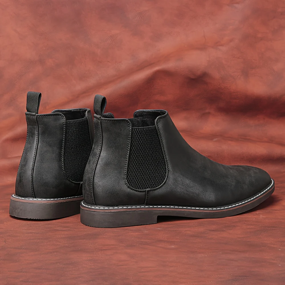 Men'S Chelsea Ankle Boots - Size 40-46, Brown Faux Cover with Black Elastic Band, Pointed Toe, TPR Sole, Ideal for Casual Wear and Vacation - Image 6