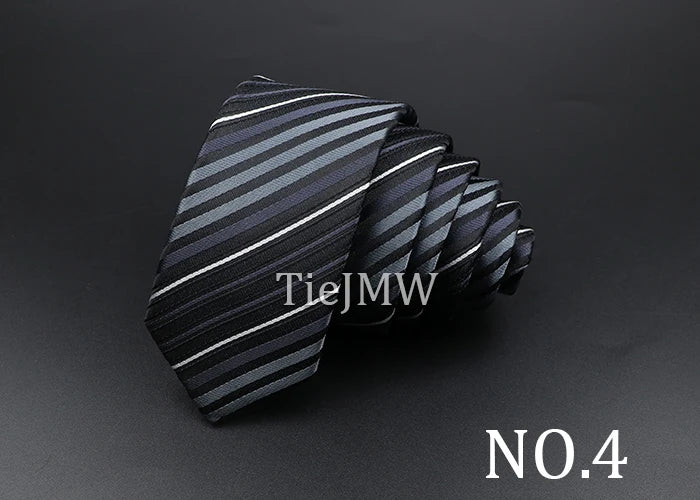 Men's Classic Skinny Stripe Necktie Red Navy Blue Ties Jacquard Woven Solid Plaid Dots Tie Daily Wear Cravat Wedding Party Gift - Image 10