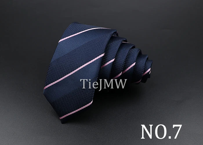 Men's Classic Skinny Stripe Necktie Red Navy Blue Ties Jacquard Woven Solid Plaid Dots Tie Daily Wear Cravat Wedding Party Gift - Image 13
