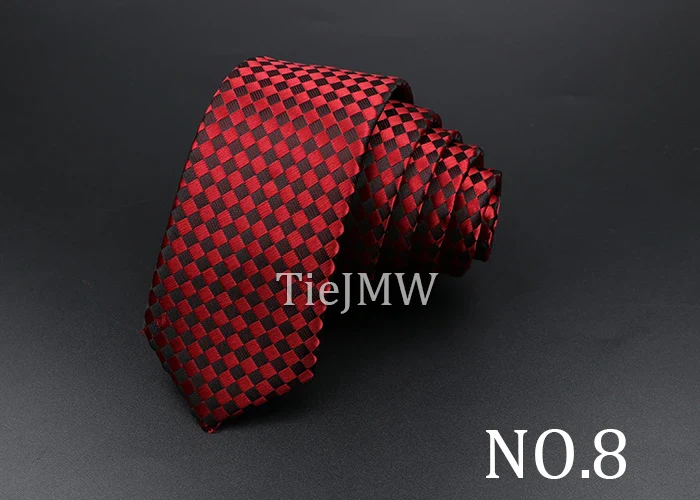 Men's Classic Skinny Stripe Necktie Red Navy Blue Ties Jacquard Woven Solid Plaid Dots Tie Daily Wear Cravat Wedding Party Gift - Image 14