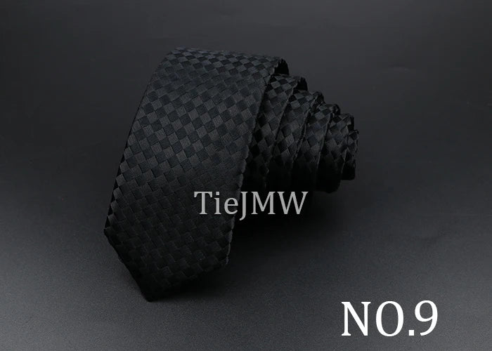 Men's Classic Skinny Stripe Necktie Red Navy Blue Ties Jacquard Woven Solid Plaid Dots Tie Daily Wear Cravat Wedding Party Gift - Image 15