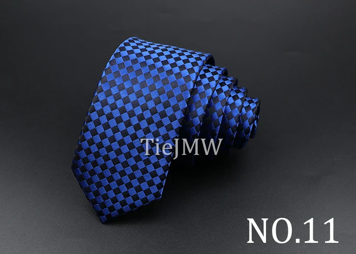 Men's Classic Skinny Stripe Necktie Red Navy Blue Ties Jacquard Woven Solid Plaid Dots Tie Daily Wear Cravat Wedding Party Gift - Image 17