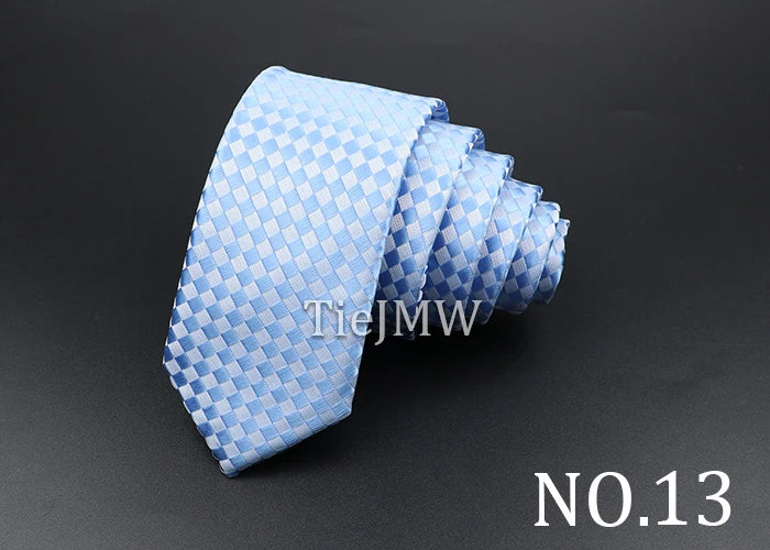 Men's Classic Skinny Stripe Necktie Red Navy Blue Ties Jacquard Woven Solid Plaid Dots Tie Daily Wear Cravat Wedding Party Gift - Image 19