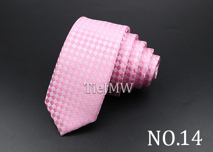 Men's Classic Skinny Stripe Necktie Red Navy Blue Ties Jacquard Woven Solid Plaid Dots Tie Daily Wear Cravat Wedding Party Gift - Image 20