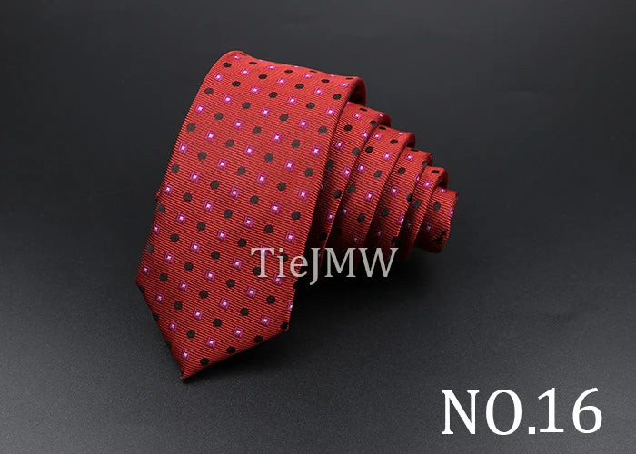 Men's Classic Skinny Stripe Necktie Red Navy Blue Ties Jacquard Woven Solid Plaid Dots Tie Daily Wear Cravat Wedding Party Gift - Image 22