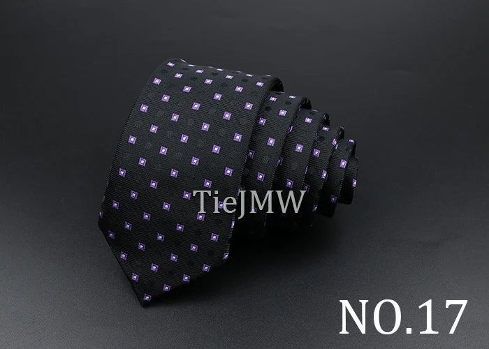 Men's Classic Skinny Stripe Necktie Red Navy Blue Ties Jacquard Woven Solid Plaid Dots Tie Daily Wear Cravat Wedding Party Gift - Image 23