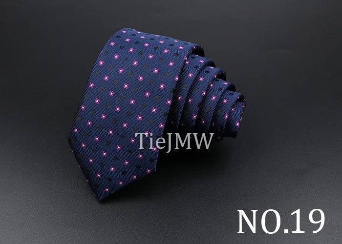 Men's Classic Skinny Stripe Necktie Red Navy Blue Ties Jacquard Woven Solid Plaid Dots Tie Daily Wear Cravat Wedding Party Gift - Image 25
