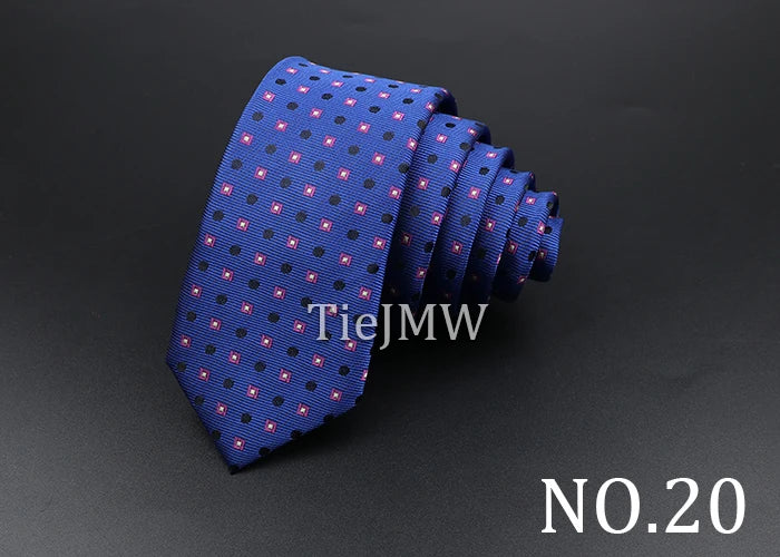 Men's Classic Skinny Stripe Necktie Red Navy Blue Ties Jacquard Woven Solid Plaid Dots Tie Daily Wear Cravat Wedding Party Gift - Image 26