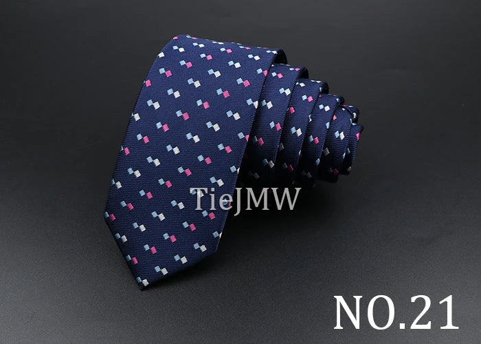 Men's Classic Skinny Stripe Necktie Red Navy Blue Ties Jacquard Woven Solid Plaid Dots Tie Daily Wear Cravat Wedding Party Gift - Image 27