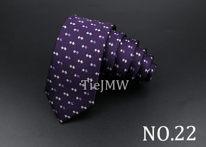 Men's Classic Skinny Stripe Necktie Red Navy Blue Ties Jacquard Woven Solid Plaid Dots Tie Daily Wear Cravat Wedding Party Gift - Image 28
