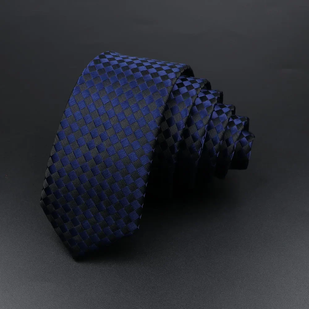 Men's Classic Skinny Stripe Necktie Red Navy Blue Ties Jacquard Woven Solid Plaid Dots Tie Daily Wear Cravat Wedding Party Gift - Image 30