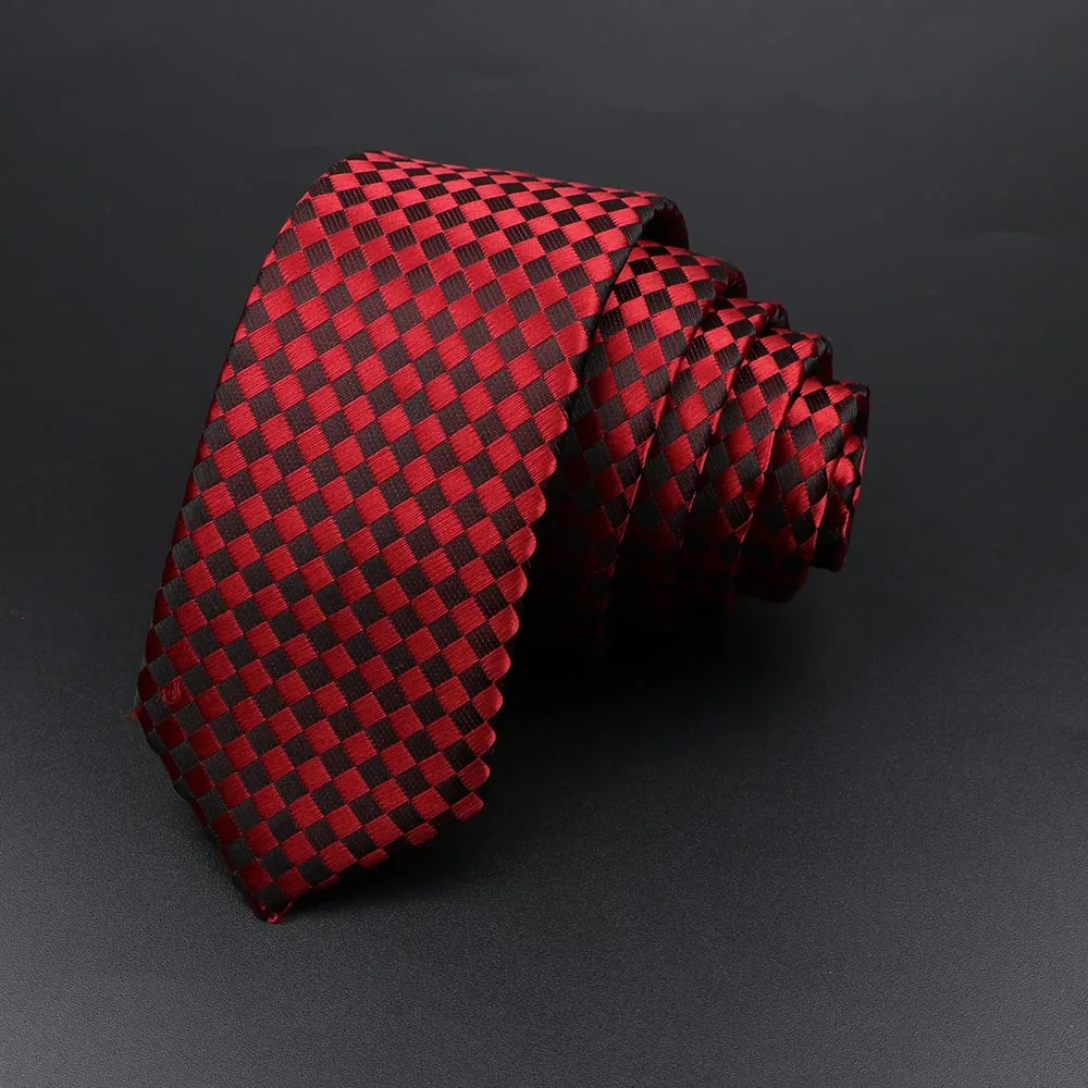 Men's Classic Skinny Stripe Necktie Red Navy Blue Ties Jacquard Woven Solid Plaid Dots Tie Daily Wear Cravat Wedding Party Gift - Image 31
