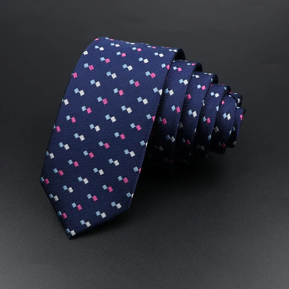 Men's Classic Skinny Stripe Necktie Red Navy Blue Ties Jacquard Woven Solid Plaid Dots Tie Daily Wear Cravat Wedding Party Gift - Image 34