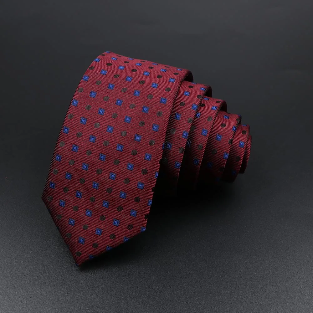Men's Classic Skinny Stripe Necktie Red Navy Blue Ties Jacquard Woven Solid Plaid Dots Tie Daily Wear Cravat Wedding Party Gift - Image 35