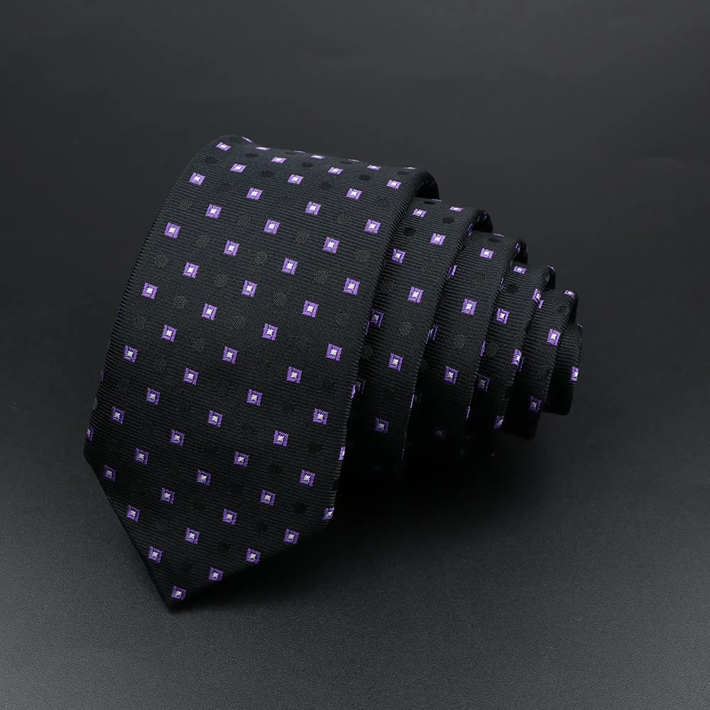 Men's Classic Skinny Stripe Necktie Red Navy Blue Ties Jacquard Woven Solid Plaid Dots Tie Daily Wear Cravat Wedding Party Gift - Image 44