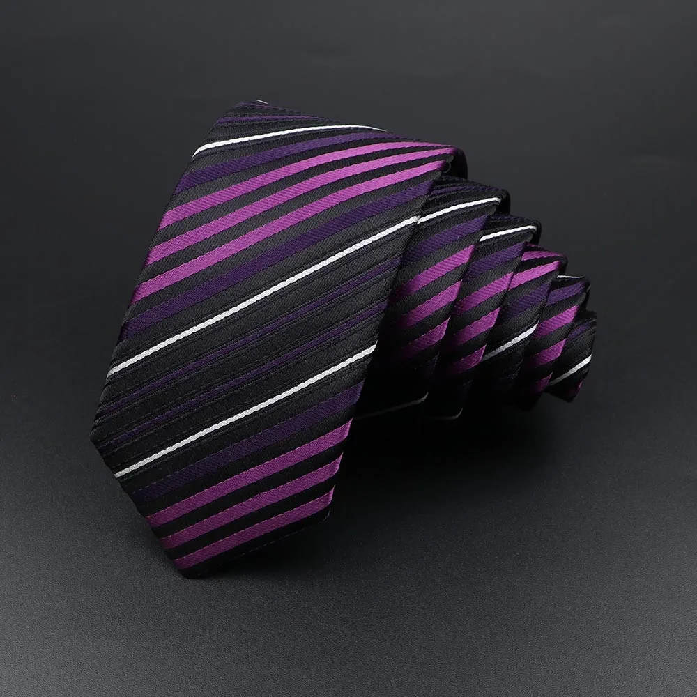 Men's Classic Skinny Stripe Necktie Red Navy Blue Ties Jacquard Woven Solid Plaid Dots Tie Daily Wear Cravat Wedding Party Gift - Image 5