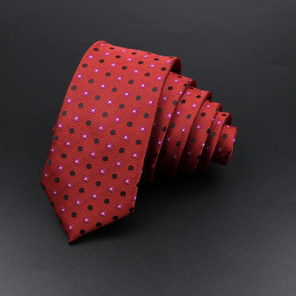 Men's Classic Skinny Stripe Necktie Red Navy Blue Ties Jacquard Woven Solid Plaid Dots Tie Daily Wear Cravat Wedding Party Gift - Image 50