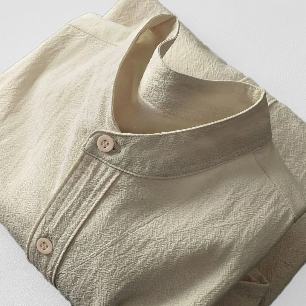 Men's Cotton Linen T-shirt Summer Hot Sale Henley Neck Casual Breathable Lightweight Solid Color Pocket Button Tops - Image 7