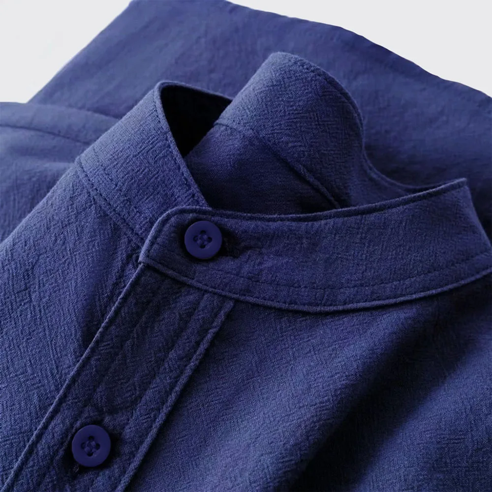 Men's Cotton Linen T-shirt Summer Hot Sale Henley Neck Casual Breathable Lightweight Solid Color Pocket Button Tops - Image 8
