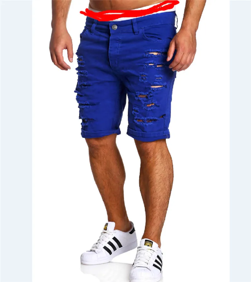 Mens Denim Chino fashion shorts Washed denim Boy Skinny Runway short men jeans shorts homme Destroyed Ripped Jeans Plus Size - Image 8