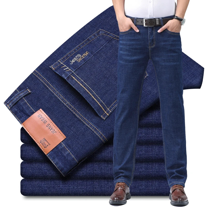 Men's Denim Jeans Thin Summer Straight Business Soft Fashion New High Quality Pants New Arrivals Dropship OL Work Trousers - Image 3