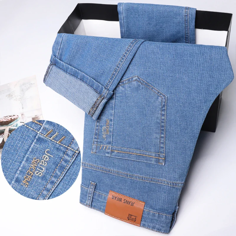 Men's Denim Jeans Thin Summer Straight Business Soft Fashion New High Quality Pants New Arrivals Dropship OL Work Trousers - Image 4