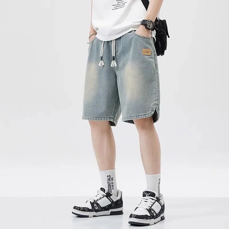 Men's Denim Shorts Men's 2025 Summer Thin Style Retro Loose American Fashion Brand Casual Five inch Mid Length Pants - Image 6