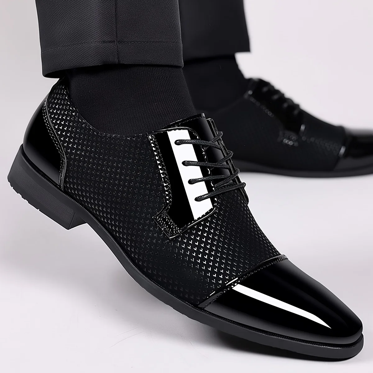 Men'S Dress Shoes Classic Lace-Up Formal Oxfords Modern Tuxedo Business Casual Scale Pattern Comfort Formal Shoes for Men Father'S Day Gift - Image 6