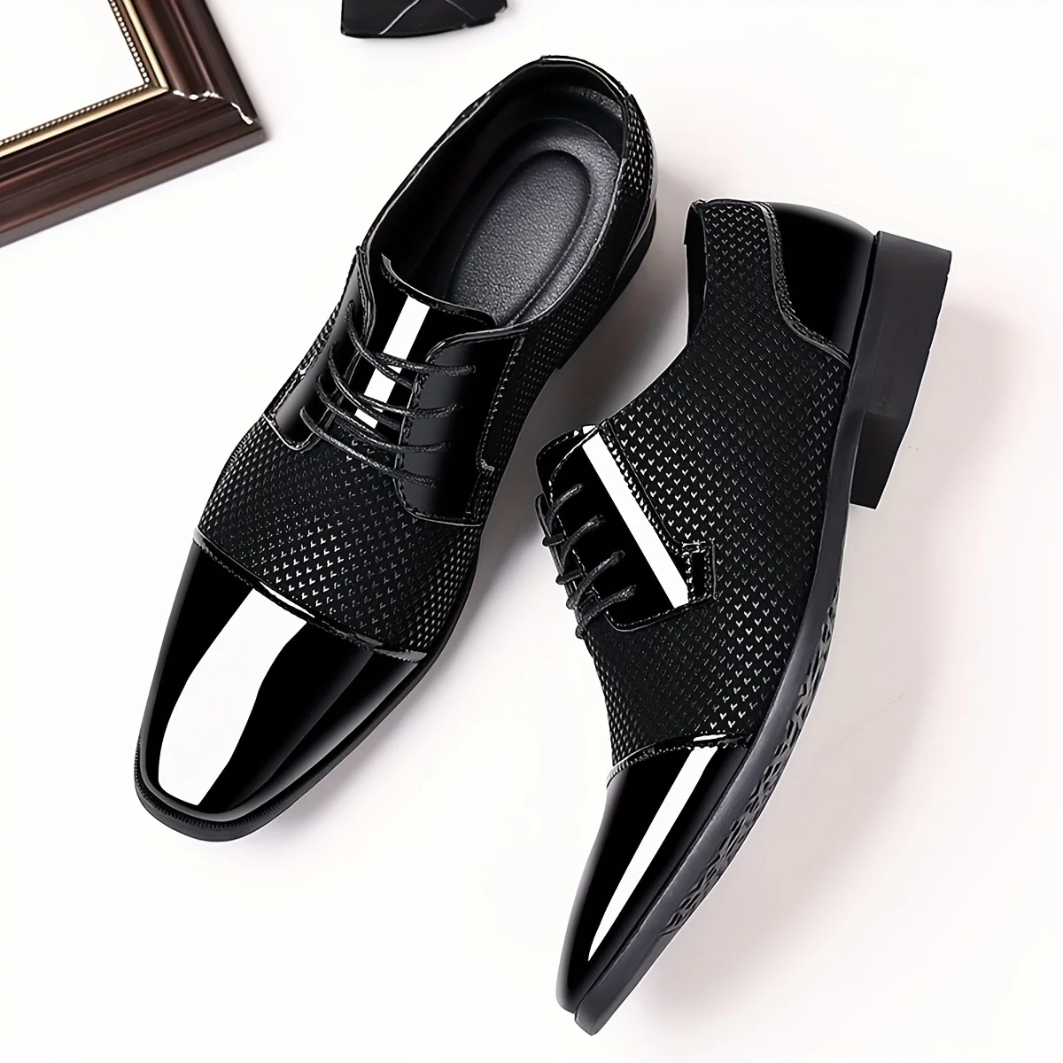 Men'S Dress Shoes Classic Lace-Up Formal Oxfords Modern Tuxedo Business Casual Scale Pattern Comfort Formal Shoes for Men Father'S Day Gift - Image 9