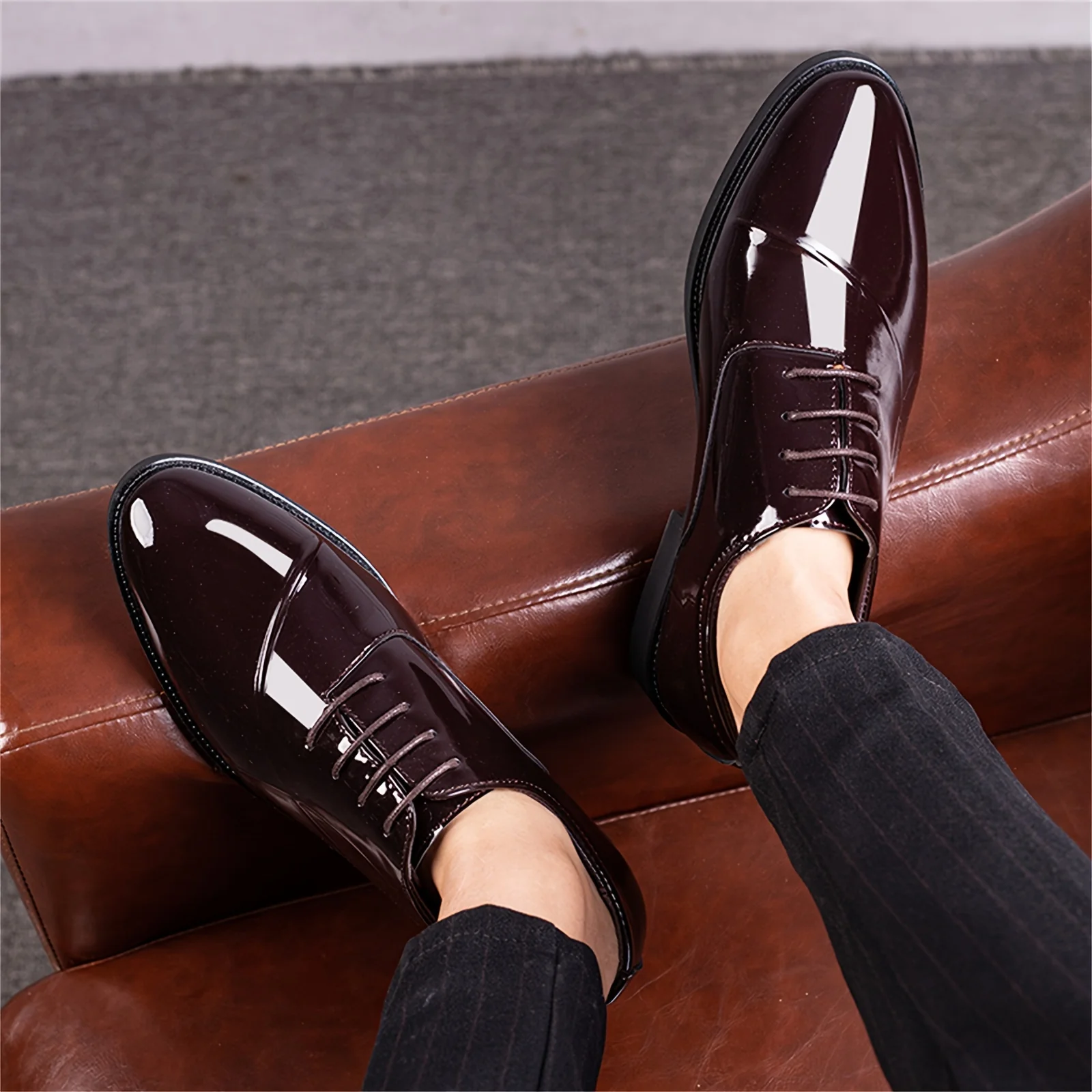 Men's Dress Shoes Classic Modern Formal Business Oxford Comfortable Tuxedo Casual Lace Up Derbys Shoes for Men Father's Day Gift - Image 10