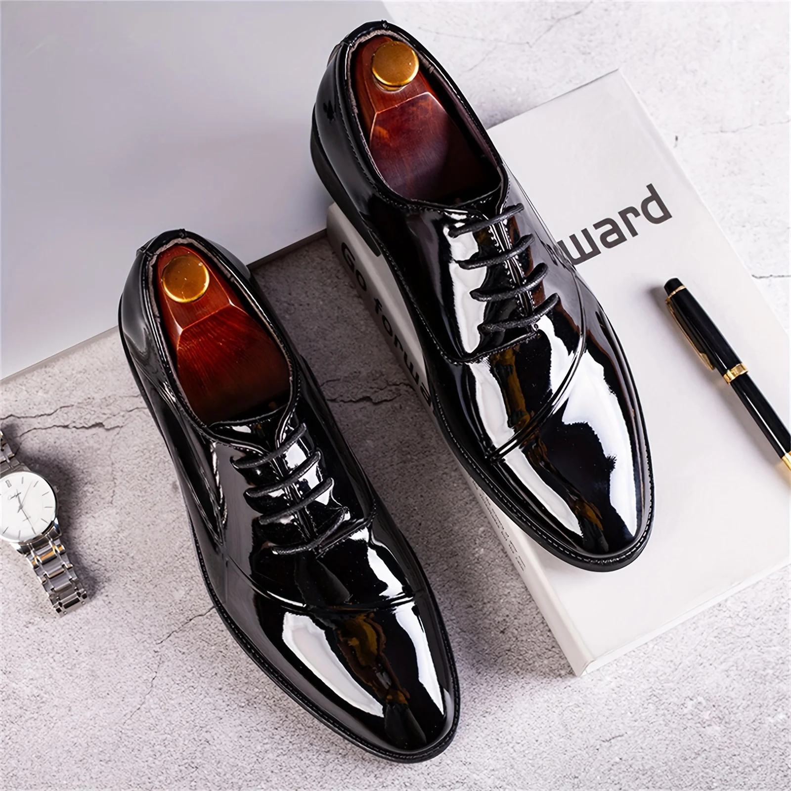 Men's Dress Shoes Classic Modern Formal Business Oxford Comfortable Tuxedo Casual Lace Up Derbys Shoes for Men Father's Day Gift - Image 6