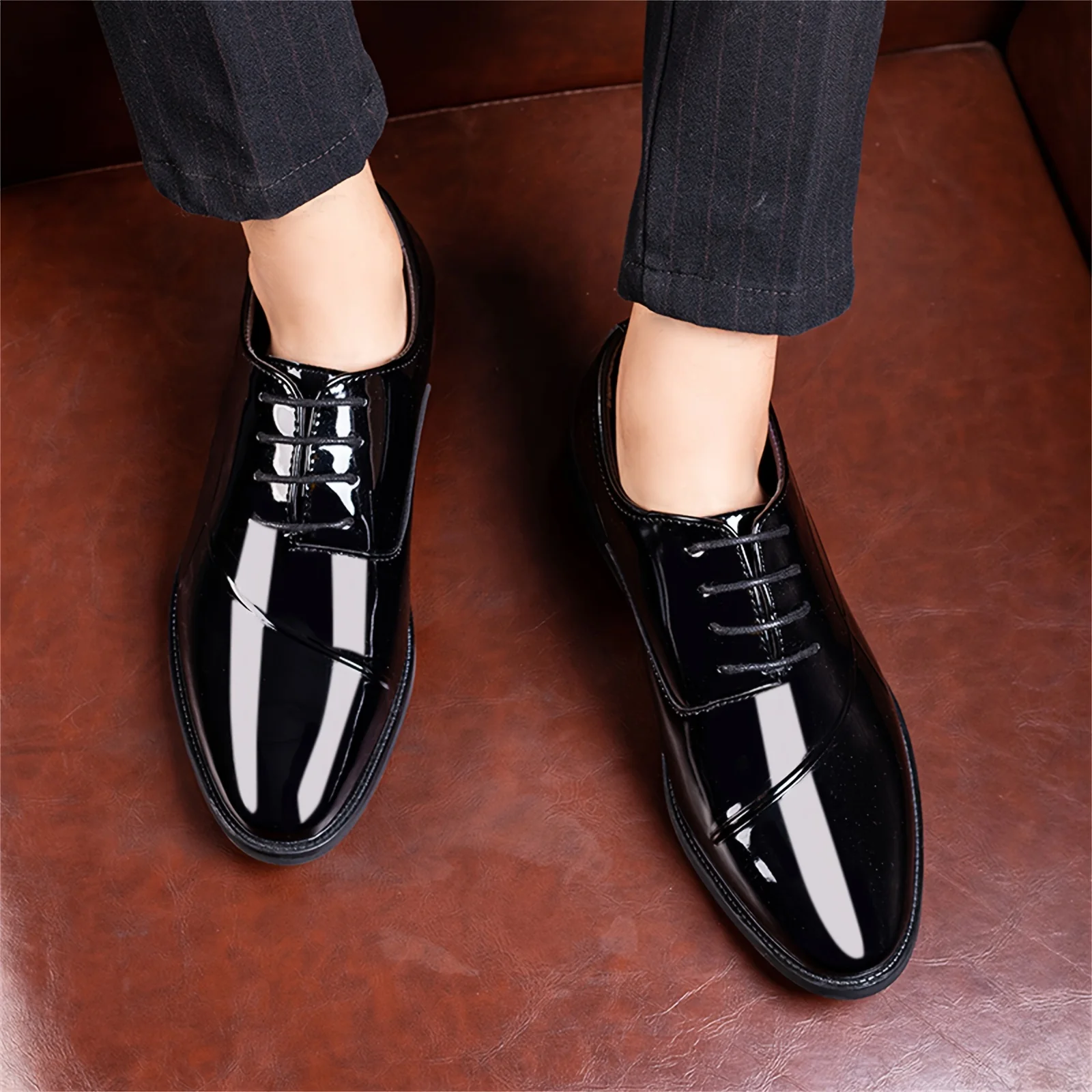 Men's Dress Shoes Classic Modern Formal Business Oxford Comfortable Tuxedo Casual Lace Up Derbys Shoes for Men Father's Day Gift - Image 7