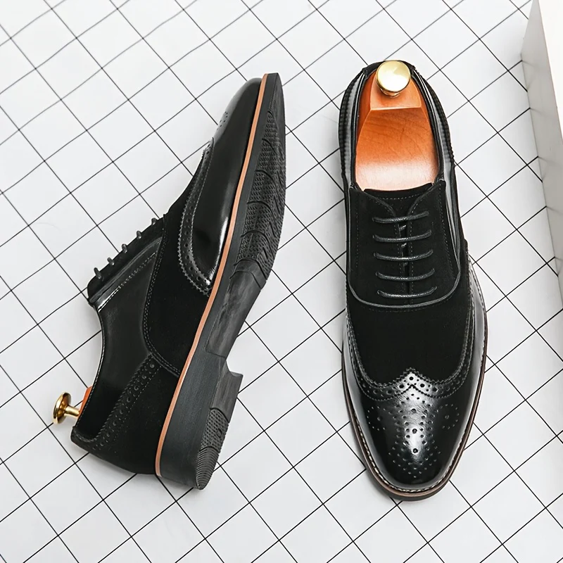 Men'S Dress Shoes Leather Classic Formal Men Oxfords Retro Derby Oxford - Image 2