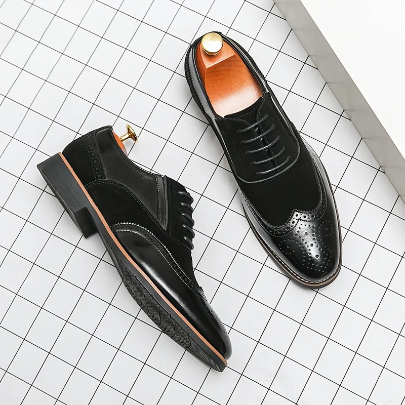 Men'S Dress Shoes Leather Classic Formal Men Oxfords Retro Derby Oxford - Image 3
