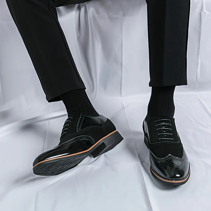Men'S Dress Shoes Leather Classic Formal Men Oxfords Retro Derby Oxford - Image 6