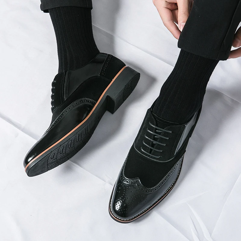 Men'S Dress Shoes Leather Classic Formal Men Oxfords Retro Derby Oxford - Image 7